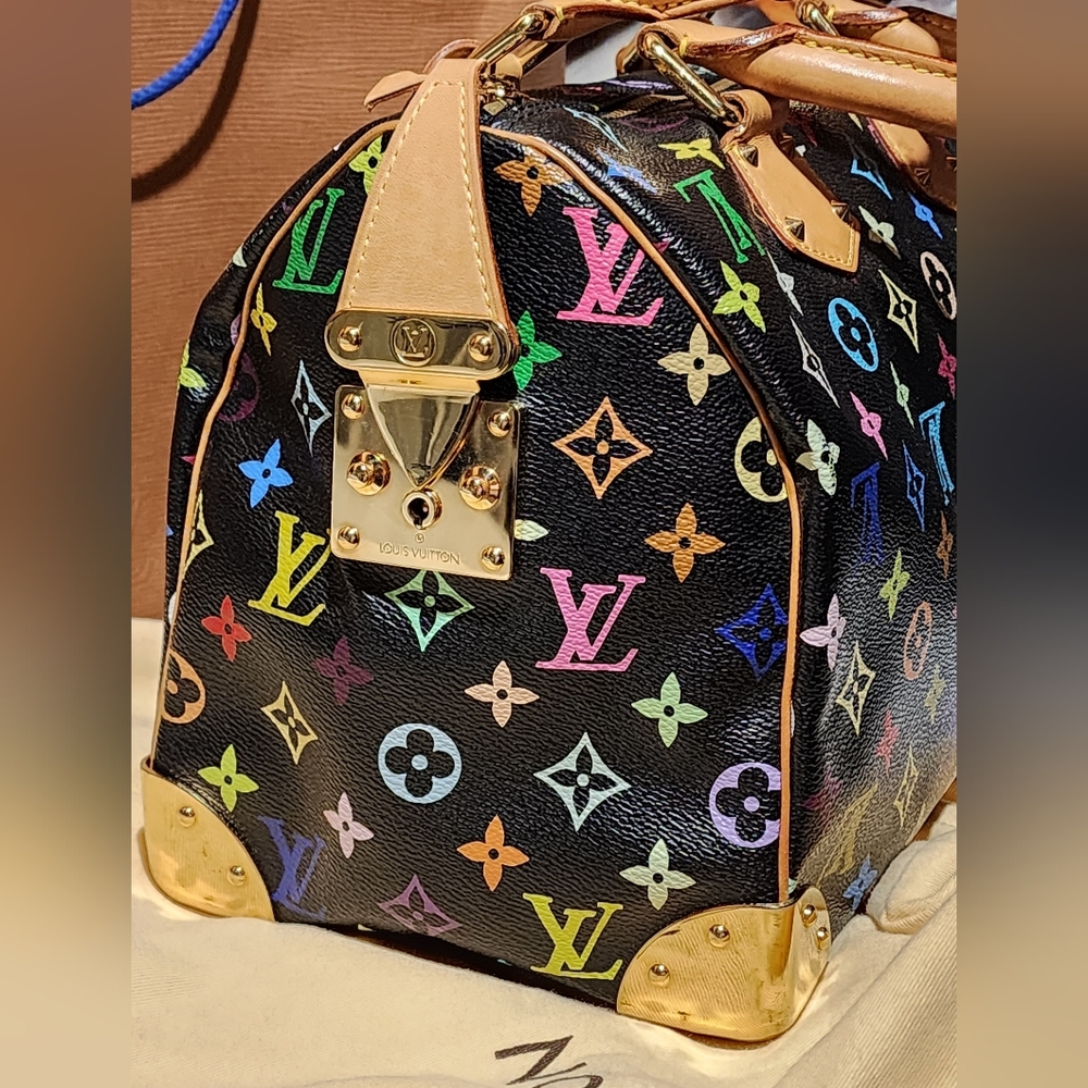 Authentic Loui Vuitton Black Multicolor Speedy 30 - Picture 3 of 15